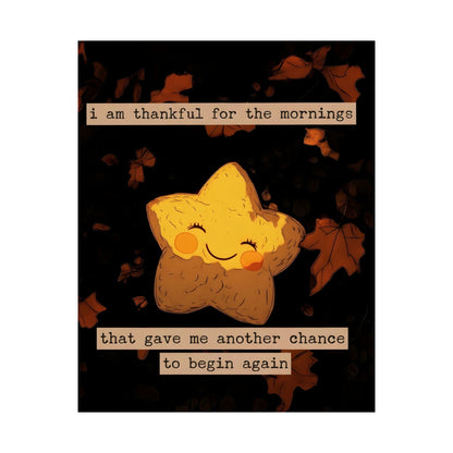 Thankful Mornings Poster — Cute Star Illustration with Inspirational Quote