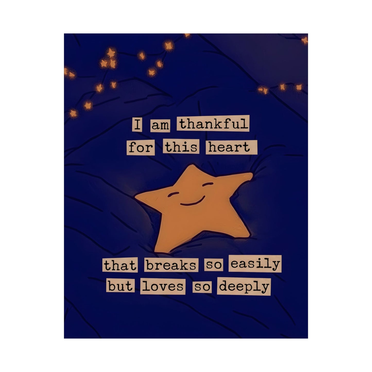 Thankful Heart Star Poster — Matte Vertical Inspirational Wall Art