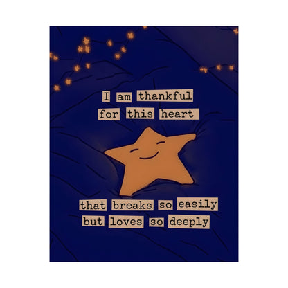 Thankful Heart Star Poster — Matte Vertical Inspirational Wall Art